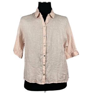 Rachel Zoe NWT 100% Linen Oversized Short Sleeve Button Up - Women’s S